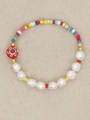 thumb Stainless steel Freshwater Pearl Multi Color Round Minimalist Stretch Bracelet 0
