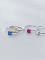 thumb 925 Sterling Silver Cubic Zirconia Multi Color Square Minimalist Band Ring 4