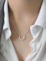 thumb S925 Sterling Silver regular concave convex geometric semicircle Necklace 1