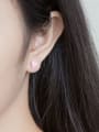 thumb 925 Sterling Silver Pink Enamel Heart Minimalist Stud Earring 2