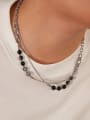 thumb Stainless steel Natural Stone Geometric Hip Hop Multi Strand Necklace 3