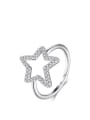 thumb 925 Sterling Silver Cubic Zirconia Five-pointed star Dainty Band Ring 0