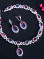 thumb Brass Cubic Zirconia Luxury Oval  Earring and Necklace Set 2