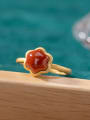 thumb 925 Sterling Silver Carnelian Flower Cute Band Ring 0