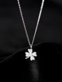 thumb 925 Sterling Silver Cubic Zirconia Flower Dainty Necklace 3