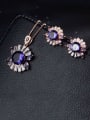 thumb Copper Cubic Zirconia Luxury Flower Earring and Necklace Set 2