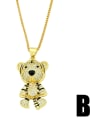thumb Brass Cubic Zirconia Bear Vintage Bear  Tiger Pendant Necklace 2
