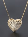 thumb Copper Cubic Zirconia Dainty Hollow Heart  Pendant  Necklace 1