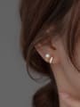 thumb 925 Sterling Silver Imitation Pearl Enamel Geometric Minimalist Stud Earring 1