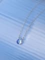 thumb 925 Sterling Silver Glass Stone Round Minimalist Necklace 2