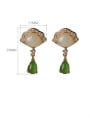 thumb 925 Sterling Silver Jade Triangle Vintage Drop Earring 3