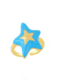 thumb Brass Enamel Five-pointed starTrend Band Ring 4
