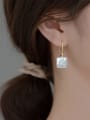 thumb 925 Sterling Silver Acrylic Square Minimalist Hook Earring 1