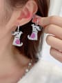 thumb Brass Cubic Zirconia Icon Dog Trend Cluster Earring 1