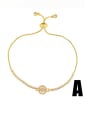 thumb Brass Cubic Zirconia Smiley Minimalist Adjustable Bracelet 0
