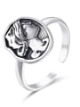 thumb 925 Sterling Silver Geometric Vintage Portrait Band Ring 0