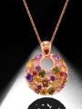 thumb Copper Cubic Zirconia Multi Color Round Luxury Necklace 1
