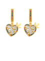 thumb Brass Cubic Zirconia Heart Vintage Drop Earring 1
