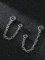 thumb 925 Sterling Silver Vintage Chain round black diamond double ear hole  Threader Earring 0