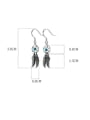 thumb 925 Sterling Silver Turquoise Feather Vintage Hook Earring 4