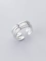 thumb 925 Sterling Silver Minimalist Fashion Multi-layer lines Irregular Free Size Ring 0