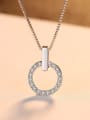thumb 925 Sterling Silver Cubic Zirconia simple temperament Round Pendant Necklace 1