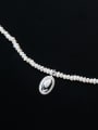 thumb 925 Sterling Silver Imitation Pearl Geometric Minimalist Necklace 2