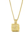 thumb Brass Cubic Zirconia Star Vintage Square Pendant Necklace 1