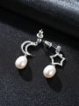 thumb 925 Sterling Silver Freshwater Pearl White Star Moon Trend Drop Earring 2