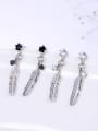 thumb 925 Sterling Silver Cubic Zirconia Feather Minimalist Drop Earring 1