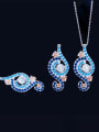 thumb Brass Cubic Zirconia Statement Irregular  Earring and Necklace Set 0