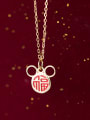 thumb 925 Sterling Silver Red Enamel Mouse Minimalist Necklaces 2