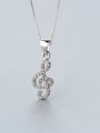 thumb 925 Sterling Silver Simple fashion full diamond notes pendant Necklace 2
