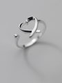 thumb 925 Sterling Silver Hollow Line Heart Minimalist Band Ring 1