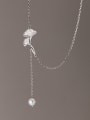 thumb 925 Sterling Silver Cubic Zirconia Flower Minimalist Tassel Necklace 2