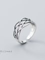 thumb 925 Sterling Silver Vintage Crossover Line Free Size Ring 0