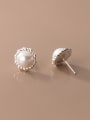 thumb 925 Sterling Silver Imitation Pearl Flower Minimalist Stud Earring 4