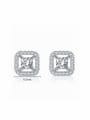 thumb 925 Sterling Silver Cubic Zirconia Square Classic Stud Earring 3