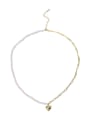 thumb Brass Freshwater Pearl Heart Minimalist Necklace 0