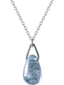 thumb 925 Sterling Silver Glass stone Water Drop Minimalist Necklace 3