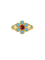 thumb Brass Turquoise Flower Vintage Band Ring 0