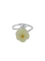 thumb 925 Sterling Silver Jade Flower Cute Band Ring 3