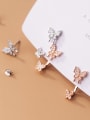 thumb 925 Sterling Silver Cubic Zirconia Butterfly Minimalist Stud Earring 0