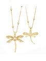 thumb Brass Cubic Zirconia  Vintage Dragonfly Pendant  Necklace 0