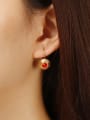 thumb Stainless Steel Cubic Zirconia Red Round Minimalist Stud Earring 1