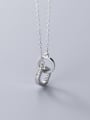 thumb 925 sterling silver simple diamond round buckle Necklace 3