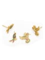 thumb Brass Cubic Zirconia Bird Vintage Stud Earring 0