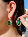 thumb Brass Cubic Zirconia Leaf Luxury Stud Earring 1