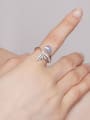 thumb 925 Sterling Silver Cubic Zirconia Fish Tail Trend Band Ring 1