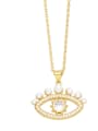 thumb Brass Imitation Pearl Evil Eye Trend Necklace 2